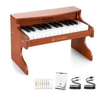 CAHAYA Piano Infantil de 25 Teclas - Piano Eléctrico para Niños de Madera con Partituras de Pianos y Pegatinas Indicadoras de Notas El Regalo Ideal para Jóvenes Músicos