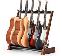 CAHAYA Soporte de madera para 5 guitarras - Soporte universal plegable de suelo para guitarras acústicas, eléctricas, clásicas y bajos - Ideal para casa, estudio o exposición