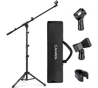 CAHAYA Soporte de Micrófono con Brazo con Dos Pinzas para Microfonos Pie de Micrófono Plegable y Ajustable de 64-158cm para Conciertos Videoconferencias Escenarios CY0239
