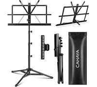 CAHAYA Soporte de Partitura de Metal Portátil con Bolsa de Transporte, Carpeta de Partituras, Modelo Negro Elevado de 170 cm CY0305