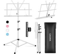 CAHAYA Soporte para Partituras Plegable & Atril de Escritorio para Libros 2-EN-1 Atril para Partituras con Altura Ajustable 70-138cm Incluye Bolsa de Transporte Color Blanco