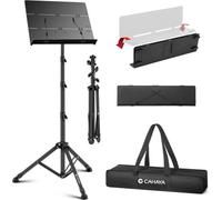 CAHAYA Soporte plegable para partituras: soportes de música con panel de triple pliegue de altura ajustable a 67 pulgadas, material de metal, portátil, resistente, para libros de música, portátiles,