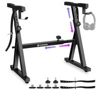 CAHAYA Soporte Teclado Eléctrico Resistente en Z: Ajustable en Altura y Ancho para 61 a 88 Teclas, Fácil de Montar, Base Metálica Estable para Hogar Estudio y Escenario, Negro