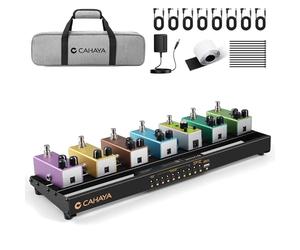 CAHAYA Tabla de pedal de guitarra portátil, fuente de alimentación integrada, aleación de aluminio ligera, efecto de guitarra con cables CC, salida USB, bolsa de transporte y adaptador de corriente