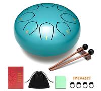 CAHAYA Tambor de lengua de acero de 6 pulgadas: 8 notas, tambor de mano de acero con mazos de tambor de libro de música, paletas de dedos y bolsa de transporte para niños, regalo de educación musical,
