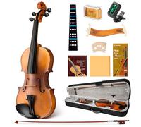 CAHAYA Violín 4/4 tamaño completo - Kit de violín para principiantes, para estudiantes, niños y adultos, violín completo de madera maciza con funda rígida para violín y reposamuñecas de madera