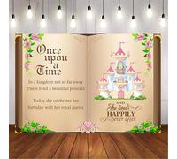 Caheansi Fondo de libros de cuento de hadas de 10 x 6.5 pies, Once Upon a Time, fondo de fotografía de princesa, flores rosas, castillo, princesa, fiesta de cumpleaños, decoración de mesa de pastel