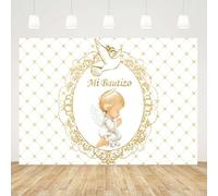 Caheansi Mi Bautizo - Fondo de 2,4 x 1,8 m con texto "God Bless Angel First Holy Communion Mexicano" para bautizos, nacimientos, baby showers, banner, accesorios fotográficos