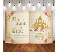 Caheansi Once Upon a Time - Telón de fondo retro rosa floral dorado castillo princesa, cuentos de hadas, fondo de fotografía, fiesta de cumpleaños para niñas, decoración de mesa de pastel, accesorios