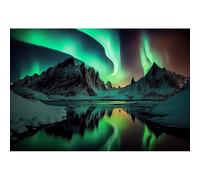 Caheansi Telón de fondo Aurora Boreal de 2,1 x 1,5 m, nieve ártica, montaña, lago, paisaje, naturaleza, fotografía, fondo de auroras boreales, noruega, invierno, paisaje, luces polares, papel pintado