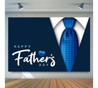 Caheansi Telón de fondo azul para el Día del Padre de 2,7 x 1,8 m, con texto en inglés «Thank You Daddy», para festival, camisa, corbata, corazón, día del padre, estudio fotográfico, fiesta temática