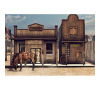 Caheansi Telón de fondo de banco occidental de 2,4 x 1,8 m, diseño vintage de casa de madera, caballo, granero, cabaña, fondo para fotografía, decoración de fiesta, retrato de cabina de fotos