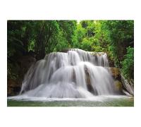 Caheansi Telón de fondo de cascada de 2,4 x 1,8 m, bosque verde, árboles, montaña, rocas, agua, lago, río, naturaleza, otoño, paisaje, fotografía, fondo para decoración de pared, retrato, accesorios