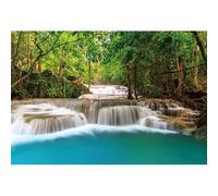 Caheansi Telón de fondo de cascada de 2,7 x 1,8 m, bosque verde, árboles, montaña, rocas, agua, lago, río, naturaleza, paisaje, fotografía, fondo para decoración de pared, retrato, accesorios para