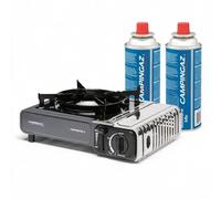 CAHERSA Pack Campingaz Camp'Bistro 3 + 2 Cartuchos CP250 - Hornillo de Gas Portátil 2,2 kW con Encendido Piezoeléctrico - Cocina Camping, Picnic y Exterior - Maletín de Transporte Incluido