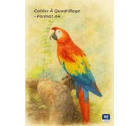 Cahier à Quadrillage - Format A4: 120 Pages - Quadrillage 5mm - Scarlet Macaw Watercolor Portrait Design Edition - Idéal pour les Maths, la Science & le Design - WJ Notelab