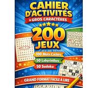 Cahier d’activités pour adultes - Gros caractères: 100 Mots cachés, 50 Sudoku et 50 Labyrinthes | Jeux relaxants avec solutions | Idéal pour seniors et détente