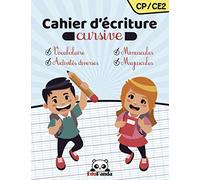Cahier d’écriture cursive CP/CE2: Livre d’activités diverses pour apprendre à bien écrire les lettres de l'alphabet majuscules et minuscules | Aidez ... tout en s'amusant | Exercices et vocabulaire