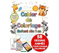 Cahier de coloriage enfant dès 1 an: Mon premier gros livre de coloriage pour bébé et enfant de 1 à 4 ans avec des dessins simples aux contours épais pour apprendre à colorier sans dépasser