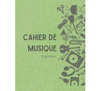 Cahier de Musique: Carnet de Partitions 8 portées par page - 120 pages - Grand Format A4 (21x29.7 cm) - Partition pour Dictée, Étude, Solfège, Composition Musicale et Chant