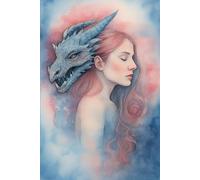 Cahier de notes: Carnet de notes 6x9 femme et dragon | Pages lignées | Idéal pour l’école, le travail, les listes et le journal quotidien