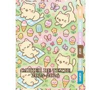 Cahier de Texte 2025 2026 Chat Kawaii : Du CP au CM2 (CE1, CE2, CM1) - Pour filles et garçons - Utile dans toutes les matières pour une rentrée organisée, Motif Kawaii & Chat