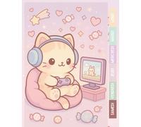 Cahier de Texte 2025 2026 Kawaii Chat Gamer : Pour filles et garçons - CP, CE1, CE2, CM1, CM2 - Pratique pour toutes les matières - Motif chat kawaii & jeux vidéo