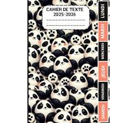 CAHIER DE TEXTE 2025-2026 PANDA: Carnet de devoirs pour filles et garçons, pratique pour tous les matières : cm1 cm2 ce1 ce2 cp | Format a5 pour la rentrée scolaire
