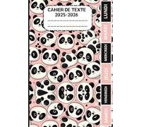 CAHIER DE TEXTE 2025-2026 PANDA: Carnet de devoirs pour filles et garçons, pratique pour tous les matières : cm1 cm2 ce1 ce2 cp | Format a5 pour la rentrée scolaire