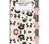 CAHIER DE TEXTE 2025-2026 PANDA: Carnet de devoirs pour filles et garçons, pratique pour tous les matières : cm1 cm2 ce1 ce2 cp | Format a5 pour la rentrée scolaire