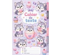 Cahier de Texte Kawaii Loup: Pour filles et garçons - CP, CE1, CE2, CM1, CM2 - Pratique pour toutes les matières - Motif kawaii - Relié.