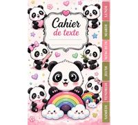 Cahier de texte kawaii panda: CP, CE1, CE2, CM1, CM2 | Intérieur en Couleurs - 100 pages - Pratique Pour Toutes Les Matières