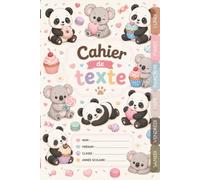 Cahier de Texte Kawaii Panda & Koala: Pour filles et garçons - CP, CE1, CE2, CM1, CM2 - Pratique pour toutes les matières - Motif kawaii - Relié.