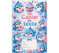 Cahier de Texte Kawaii Requin: Pour filles et garçons - CP, CE1, CE2, CM1, CM2 - Pratique pour toutes les matières - Motif kawaii - Relié.