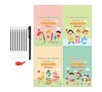 Cahier Écriture Espagnole 21x17.5cm - Livres Réutilisables | 4 Cahiers Pratique Stylos Poignée | Carnet Éducatif Pré-Scolaire | Apprentissage Lettres Espagnoles | Exercices Écriture Garçons Fi
