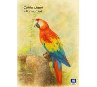 Cahier ligné - Format A4: 120 pages - Papier ligné 7mm - Scarlet Macaw Watercolor Portrait Design Edition - Parfait pour les notes, l'écriture et le journal - WJ Notelab