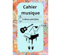 Cahier musique à deux portées: Systèmes à deux portées, clef de sol clef de fa +/- A5 piano à deux mains, guitare et autres