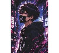 Cahier petits carreaux 5 × 5 mm - 100 pages - Format 150 × 210 mm - ANIME BOY NEON TOKYO: Papier blanc • Intérieur noir et blanc (Collection 150 x 210 mm - petits carreaux)