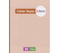 Cahier Seyes 2.5mm 96 Pages: Carnet 17x22 cm Grands Carreaux avec Table de Multiplication au Dos, Idéal pour L'écriture, le Brouillon et Faire les Exercices