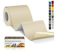 Cahomo Parche Autoadhesivo Ropa, 7.6x200 cm Parches Para Ropa de Nylon, Tela Adhesiva, Parche de Reparación impermeable Autoadhesivo, para plumas, chaquetas, tiendas, paraguas-Amarillo Beige