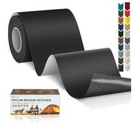 Cahomo Parche Autoadhesivo Ropa, 7.6x200 cm Parches Para Ropa de Nylon, Tela Adhesiva, Parche de Reparación impermeable Autoadhesivo, para plumas, chaquetas, tiendas, paraguas-Negro