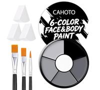 CAHOTO 6 colores gris cara y cuerpo pintura con 3 esponjas y 3 pinceles | Paleta de maquillaje profesional con base de aceite para Halloween, SFX, cosplay