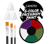 CAHOTO 6 colores Monster Face & Body Paint With 3 Sponges & 3 Brushes | Paleta de maquillaje profesional con base de aceite para Halloween, SFX, cosplay