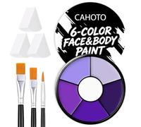 CAHOTO 6 colores púrpura cara y cuerpo pintura con 3 esponjas y 3 pinceles | Paleta de maquillaje profesional con base de aceite para Halloween, SFX, cosplay