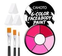 CAHOTO 6 colores rosa cara y cuerpo pintura con 3 esponjas y 3 pinceles | Paleta de maquillaje profesional con base de aceite para Halloween, SFX, cosplay