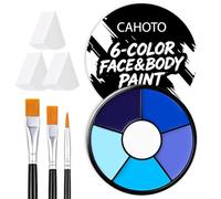CAHOTO Pintura corporal y cara azul de 6 colores con 3 esponjas y 3 | Paleta de maquillaje profesional con base de aceite para Halloween, SFX, cosplay