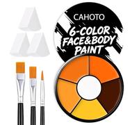 CAHOTO Pintura facial y corporal de 6 colores naranja con 3 esponjas y 3 | Paleta de maquillaje profesional con base de aceite para Halloween, SFX, cosplay