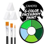 CAHOTO Pintura para el cuerpo y la cara verde de 6 colores con 3 esponjas y | Paleta de maquillaje profesional con base de aceite para Halloween, SFX, cosplay