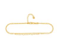 cai cadena de pie de plata de ley 925 chapada en oro de dos filas 22+3 cm de ...