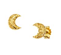cai Pendientes Plata de Ley 925 Chapado en Oro Forma de Luna 0,8cm Longitud M...